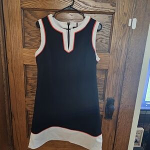 Tommy Hilfiger Black and White Dress with Red Accents